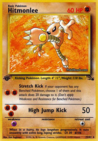 Hitmonlee - 22/62 - Rare - 1999-2000 Wizards Base Set Copyright