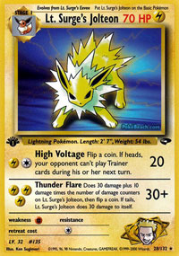 Lt. Surges Jolteon - 28/132 - Rare - 1st Edition