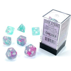 7 Wisteria w/White Nebula Luminary Polyhedral Dice Set - CHX27545