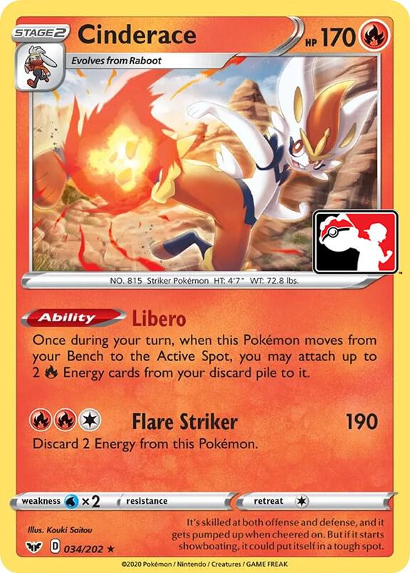 Cinderace - 034/202 - Holo Rare