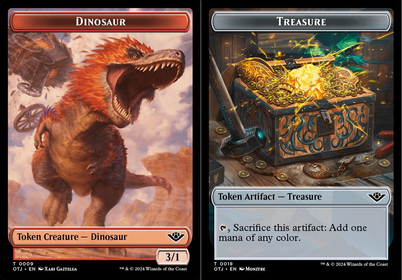 Dinosaur (0009) // Treasure (0018) Double-Sided Token - Foil