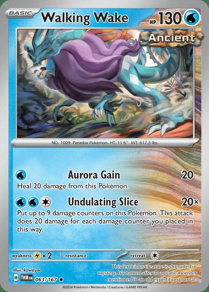 x1 Walking Wake - 063/167 - Holo Rare Pokemon SV06 Twilight