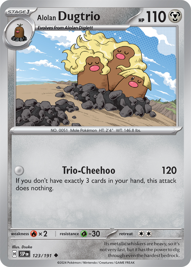 Alolan Dugtrio - 123/191 - Uncommon - Reverse Holo