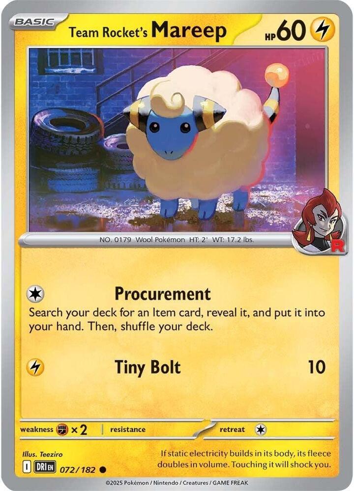 Team Rocket's Mareep - 072/182 - Common - Reverse Holo