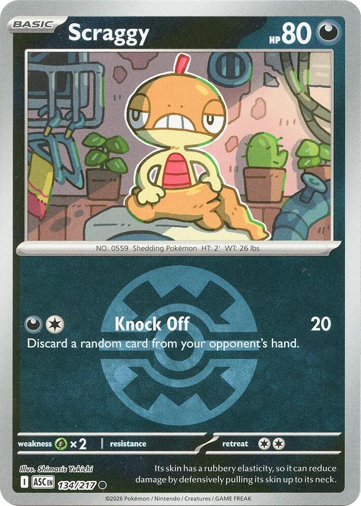Scraggy (Quick Ball) - 134/217 - Common - Reverse Holo