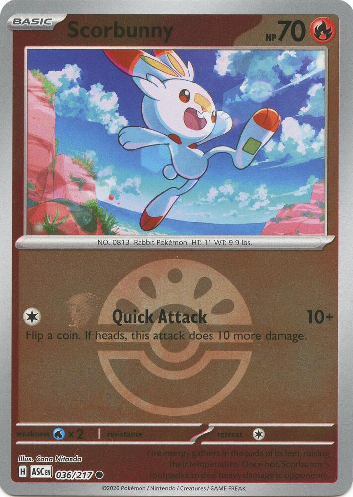 Scorbunny (Friend Ball) - 036/217 - Common - Reverse Holo