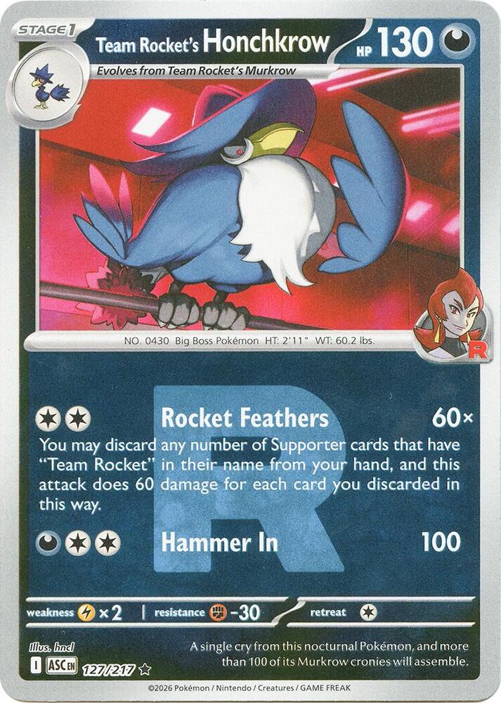 Team Rocket's Honchkrow (Team Rocket) - 127/217 - Rare - Reverse Holo