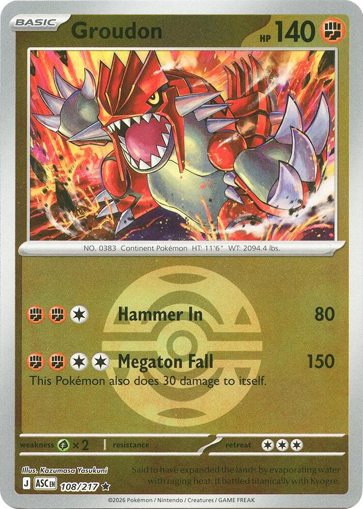Groudon (Dusk Ball) - 108/217 - Rare - Reverse Holo