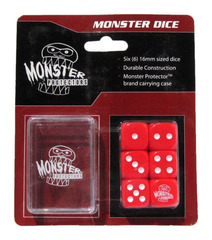 Monster Protectors - 6x D6 Monster Dice & Carrying Case - Red